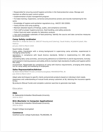 Jubail, Job Seekers, Food Safety Officer