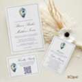 USD 22,  Coastal Wedding Invitations, Deckled Edge Paper With Seashell Artwork, Romantic Beach Wedd