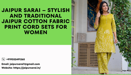 Jaipur, Clothing & Accessories, INR 1500,  Jaipur Sarai &ndash; Stylish And Traditional Jaipur Cotton Fabric Print Cord Sets For Women