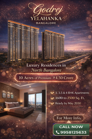 Bangalore, Real Estate For Sale, INR 27200000,  3 BR,  1600 Sq. Feet,  Godrej Aveline: Ultra-Luxury Homes In North Bangalore