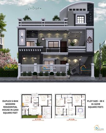 Indore, Interior Design, Modern 5-BHK Duplex House Design In Jhansi