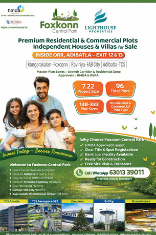 Hyderabad, Residential Plots, INR 35000,  150 Sq. Yard,  HMDA & RERA Approved Open Plots For Sale Adibatla Behind Wonderla