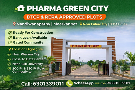 Hyderabad, Residential Plots, INR 12500,  183 Sq. Yard,  Pharma Green City DTCP Final Approved Open Plots For Sale In Future City