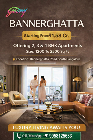 Bangalore, Real Estate For Sale, INR 15800000,  2 BR,  1200 Sq. Feet,  Godrej Bannerghatta Road&ndash; Premium Residences