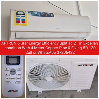 Manama, Air Conditioners, BHD 130,  ✅️ AFTRON 6 Start 2 Ton Split Ac In Excellen Condition With 4 Meter Copper Pipe & Fixing