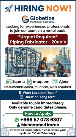 Turaif, Jobs, Piping Fabricater