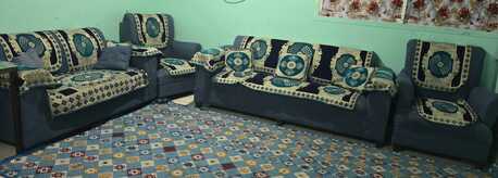 Al Rawdah, Furniture, SAR 190,  Urgent Sale Sofa Set With Pillows And Sofa Cover 7 Seater- Queen Bed With Mattress