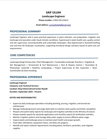 Riyadh, Job Seekers, Landscape Engineer