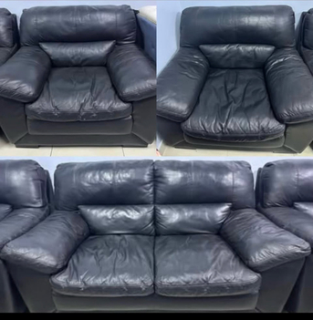 Al Rabwah, Furniture, SAR 500,  ‼️ LAST CHANCE FINAL SALE - ONLY FOR FEW HOURS - LIKE NEW 4-SEATER BLACK LEATHER SOFA ‼️