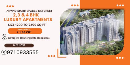 Bangalore, Real Estate For Sale, INR 11600000,  2 BR,  1100 Sq. Feet,  Arvind Skycrest Near Gottigere Lake &ndash; Location Benefits