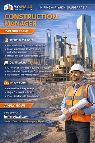Riyadh, Jobs, Construction Manager