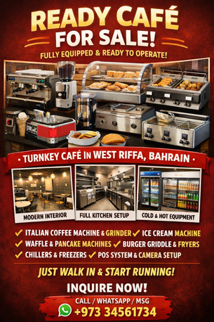 West Riffa, Businesses For Sale, Fully Equipped Cafe With Online Orders For Sale