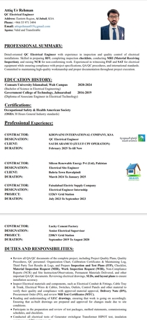 Dammam, Job Seekers, QC Electrical