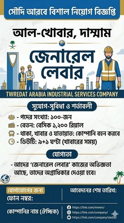 Dammam, Jobs, Helper Required ( Bangadeshi  Only)