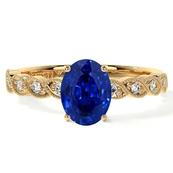 New York, Jewelry, USD 3225,  Stunning Oval Sapphire With Round Diamonds Engagement Rings For Men At GemsNY