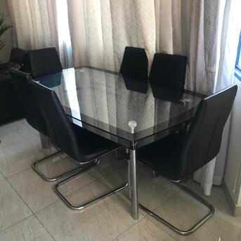 Adliya, Furniture, BHD 80,  Home Center 6 Seater Black Solid Glass Dining Table Excellent Condition