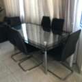 BHD 80,  Home Center 6 Seater Black Solid Glass Dining Table Excellent Condition