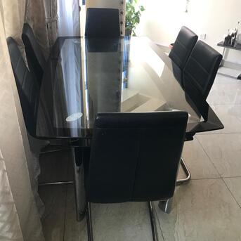 Adliya, Furniture, BHD 80,  Home Center 6 Seater Black Solid Glass Dining Table Excellent Condition