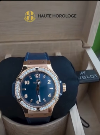 Al Jafiliya, Watches, AED 12500,  Hublot Big Bang Rose Gold Diamonds Quartz Blue 38mm &ndash; Diamond Bezel Luxury WatchHublot Big