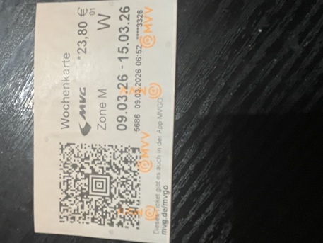 Munich, Tickets, EUR 200,  MVV Weekly Ticket For Sale(16.03.26-22.03.26)