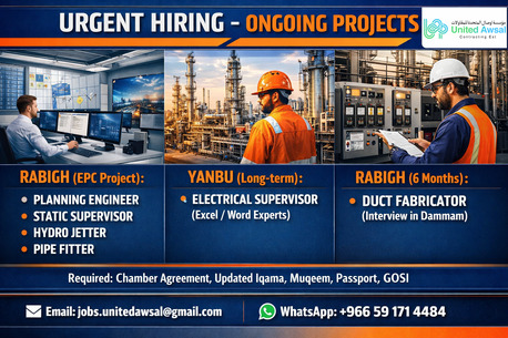 Rabigh, Jobs, 🚀 URGENT HIRING: Multiple Industrial & Engineering Roles &ndash; United Awsal 🚀