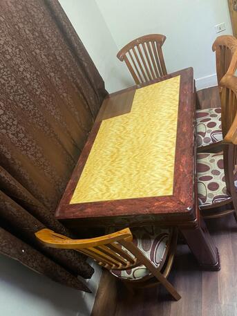 Al Shemaysi, Furniture, SAR 175,  Dining Table & Chairs And Wooden Bench For Sale.