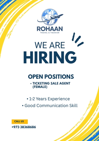 Manama, Jobs, Female Ticketing Sale Agent For Travel Agency