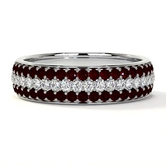 New York, Jewelry, USD 3797,  Round Ruby Wedding Ring With Shared Prong Diamonds