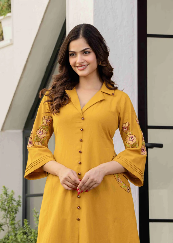 Jaipur, Clothing & Accessories, INR 2220,  Gauhar Mustard Yellow Cotton Flex Co-ord Set