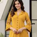 INR 2220,  Gauhar Mustard Yellow Cotton Flex Co-ord Set