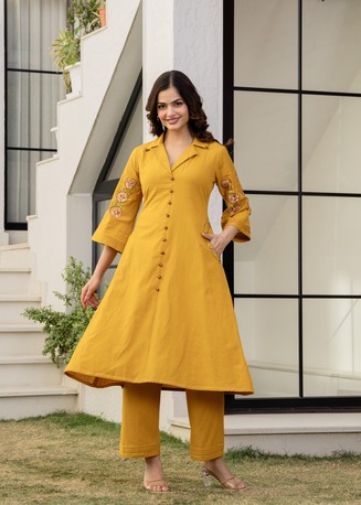Jaipur, Clothing & Accessories, INR 2220,  Gauhar Mustard Yellow Cotton Flex Co-ord Set