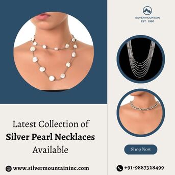 Jaipur, Jewelry, INR 8500,  Latest Collection Of Silver Pearl Necklaces Available