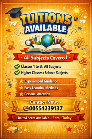 Riyadh, Education, TUITIONS Available