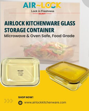 Ahmedabad, Food, Airlock Kitchenware Glass Storage Container &ndash; Microwave & Oven Safe, Food Grade