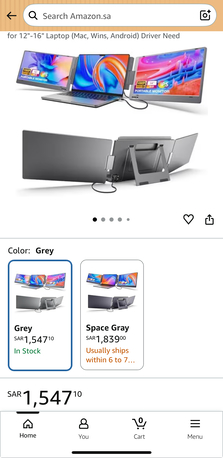 Al Rawdah, Tablet Computers, SAR 800,  Dual Extended Portable Display For Laptop