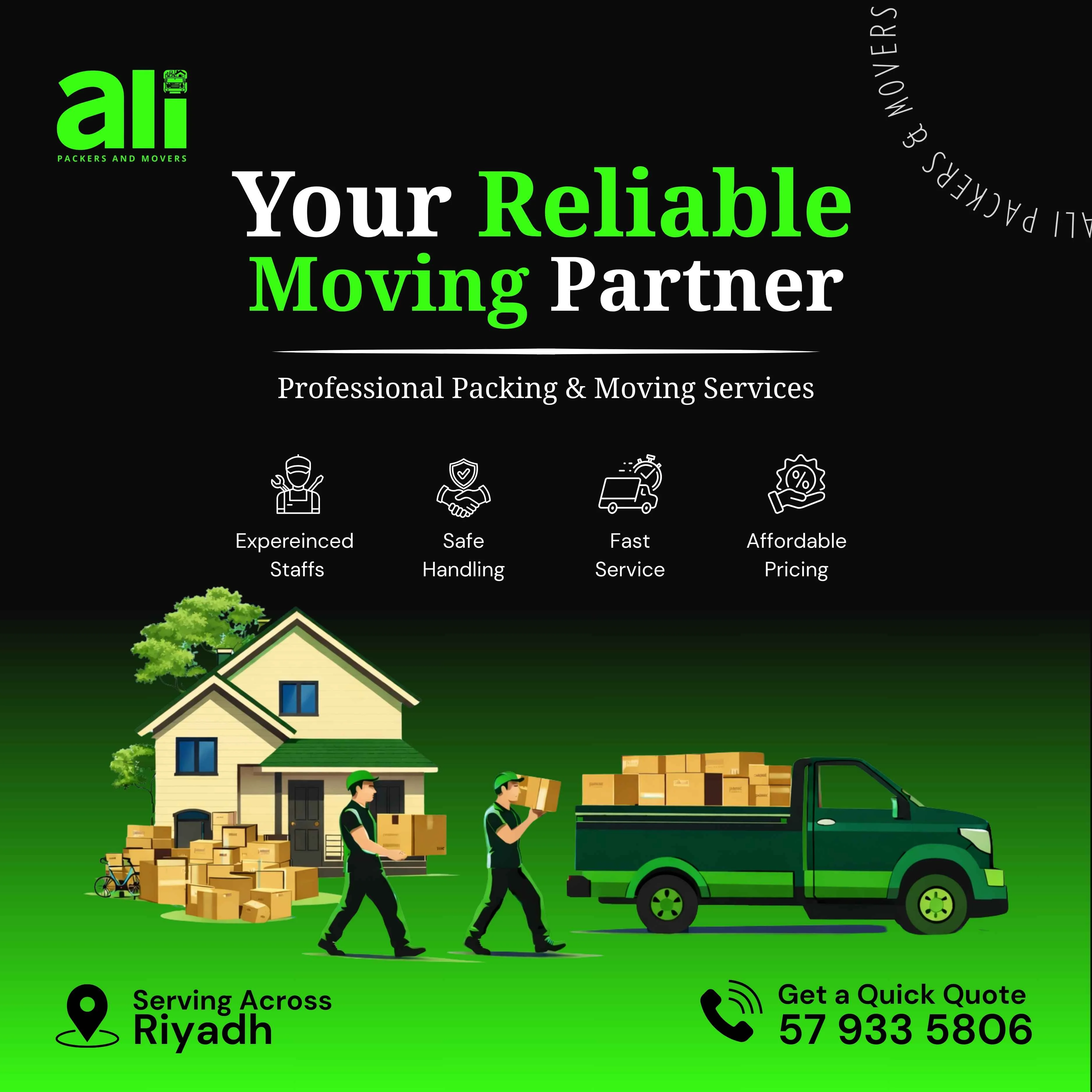 Riyadh, Labor/Moving, Kerala Movers - Ali Packers &Movers, Riyadh | Affordable Moving Service | +966 57 933 5806