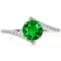USD 4905,  Premium Emerald Green Ring With Diamonds 1.01cttw