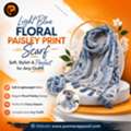 Light Blue Floral Paisley Print Scarf &ndash; Soft Elegance & Versatile Styling | Parmar Apparel