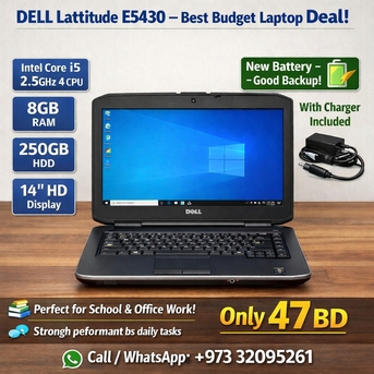 Manama, Electronics, BHD 47,  Dell Latitude Intel Core I5 2.5Ghz Laptop 8GB RAM 250GB Hard Drive 14"HD Display