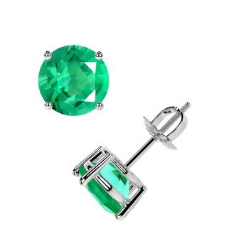 New York, Jewelry, USD 2331,  Classic Emerald Gemstone Earrings Round Stud