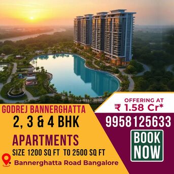 Bangalore, Real Estate For Sale, 2 BR,  1200 Sq. Feet,  Godrej Bannerghatta Road&ndash; Premium Residences For Modern Families