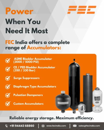 Hyderabad, Construction, Reliable Bladder Accumulator For High-Performance Hydraulic Systems
