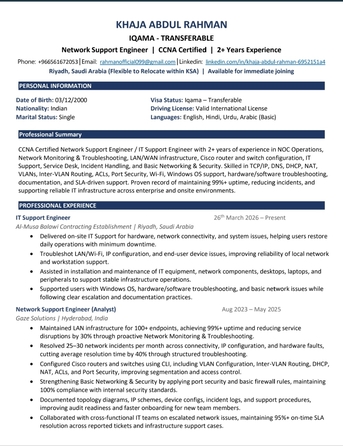 Hara, Job Seekers, IT SUPPORT ENGINEER/CCNA CERTIFIED