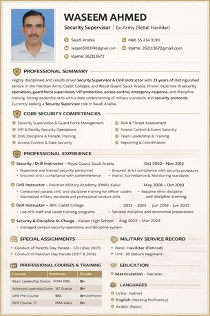 Riyadh, Job Seekers, Experienced Security Supervisor Available In Saudi Arabia