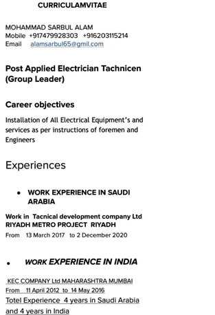 Al Aziziyah, Job Seekers, Electrical Technician