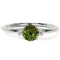 USD 2004,  Order Alexandrite Rings Three Stone Round Diamond Setting Natural Gemstone