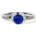 USD 2603,  Shop Blue Sapphire Ring Natural Round Sapphire With Diamond Three Stone Setting