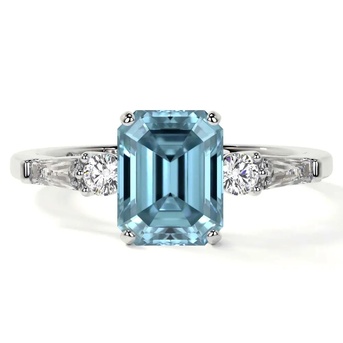New York, Jewelry, USD 2019,  Shop Emerald Cut Aquamarine Ring Natural Stone With 0.94 Cttw Diamonds