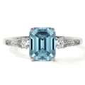 USD 2019,  Shop Emerald Cut Aquamarine Ring Natural Stone With 0.94 Cttw Diamonds