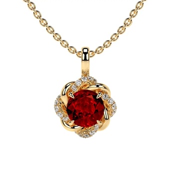 New York, Jewelry, USD 8277,  1.15cttw Natural Ruby Pendant &ndash; Flower Motif
